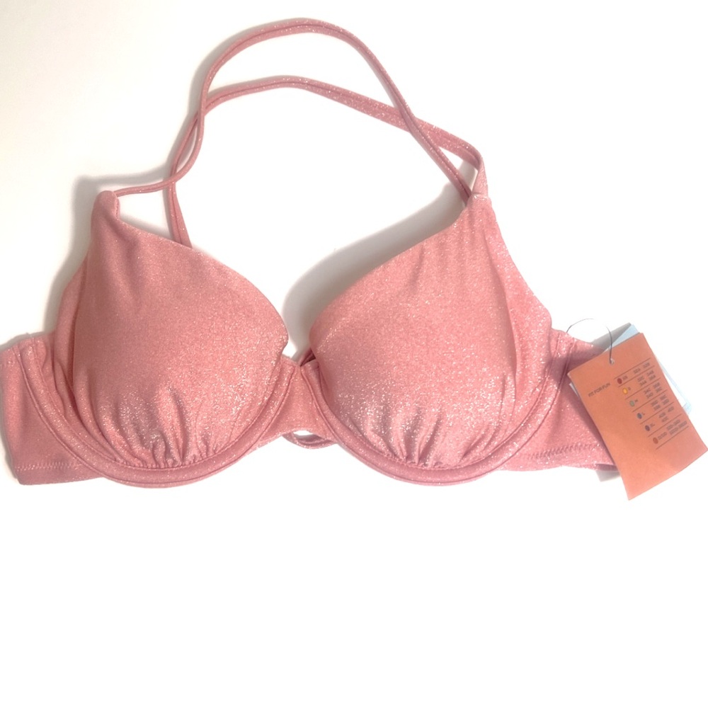 Shade & Shore Women's Sparkle Underwire Bikini‎ Top -Pink